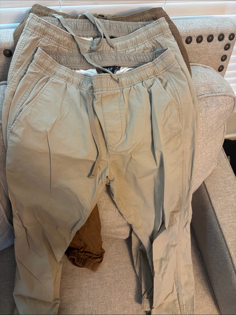 GAP Men's Light Khaki Drawstring Chinos